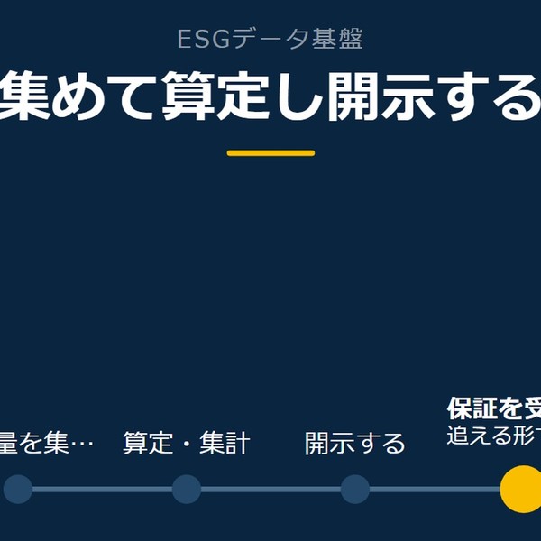 「集めて算定し開示する」を示す図です。排出量を集める／算定・集計／開示する／保証を受けるを並べています。強調しているのは保証を受けるです。追える形で残すと添えています。
